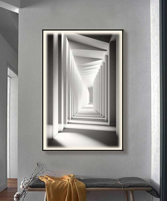Black Frame 80*120 Cm Black 3D Efeect Crytsall Porsalein Painting With Led Light